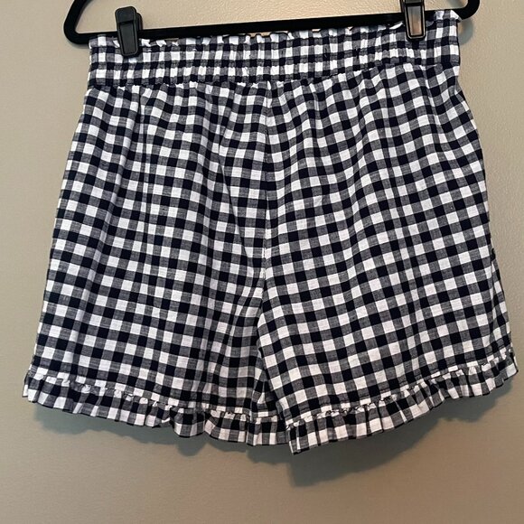 Loft Outlet High Rise Shorts,Elastic Wait,Blue and White Checkered,Small,NWOT - Picture 7 of 8